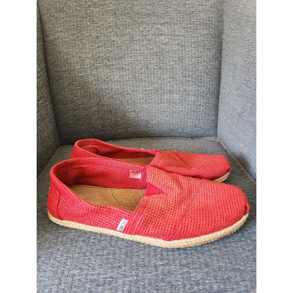Toms Men's Red Classic Freetown Mesh Alpargata Slip-on Shoes Size 11